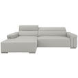 ECKSOFA DUA in Echtleder Beige  170/293 cm  - Chromfarben/Beige, Design, Leder/Metall (170/293cm) - Novel