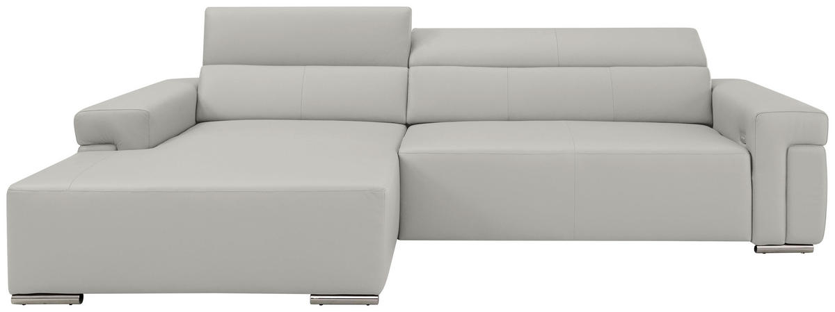 Ecksofa inkl. Funktion DUA Beige Echtleder  - Chromfarben/Beige, Design, Leder/Metall (170/293cm) - Novel