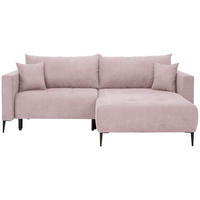 ECKSOFA Rosa Velours  - Schwarz/Rosa, KONVENTIONELL, Textil/Metall (226/155cm) - Carryhome