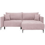 ECKSOFA in Velours Rosa  - Schwarz/Rosa, KONVENTIONELL, Textil/Metall (226/155cm) - Carryhome