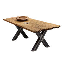 ESSTISCH 200/100/78 cm Echtholz  Holz, Metall rechteckig Naturfarben, Schwarz  - Schwarz/Naturfarben, MODERN, Holz/Metall (200/100/78cm) - MID.YOU