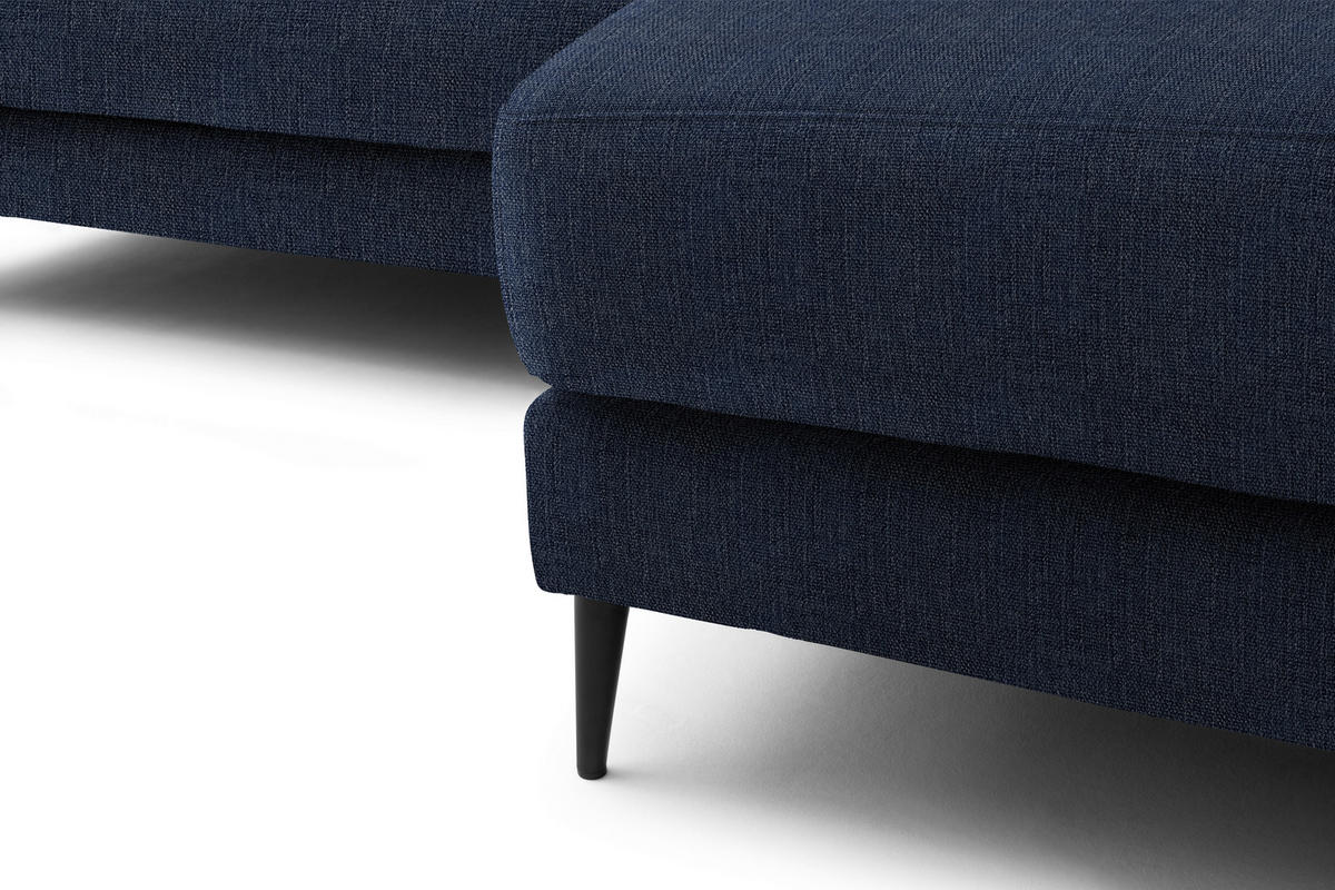ECKSOFA in Flachgewebe Dunkelblau  253/177 cm  - Schwarz/Dunkelblau, Design, Textil/Metall (253/177cm) - Dieter Knoll