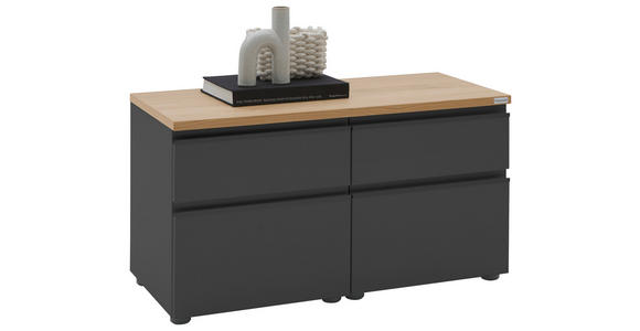 LOWBOARD  90/46/41 cm 4 Schublade(n) erweiterbar, Typenauswahl, Beimöbel erhältlich, umfangreiches Zubehör erhältlich, stehend, hängend  - Eichefarben/Anthrazit, Design, Holzwerkstoff/Kunststoff (90/46/41cm) - Dieter Knoll
