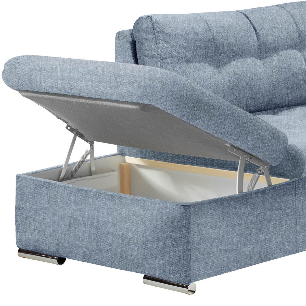 ECKSOFA in Mikrovelours Blau  - Blau, Konventionell, Holzwerkstoff/Kunststoff (193/283cm) - MID.YOU