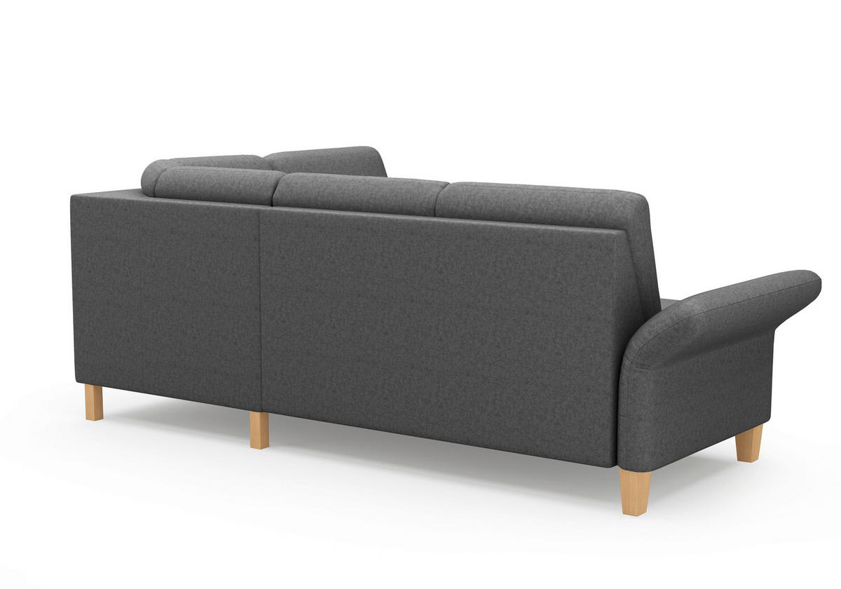 ECKSOFA ROCHELLE E Dunkelgrau Flachgewebe  - Eichefarben/Dunkelgrau, KONVENTIONELL, Holz/Textil (240/216cm) - Sit & More
