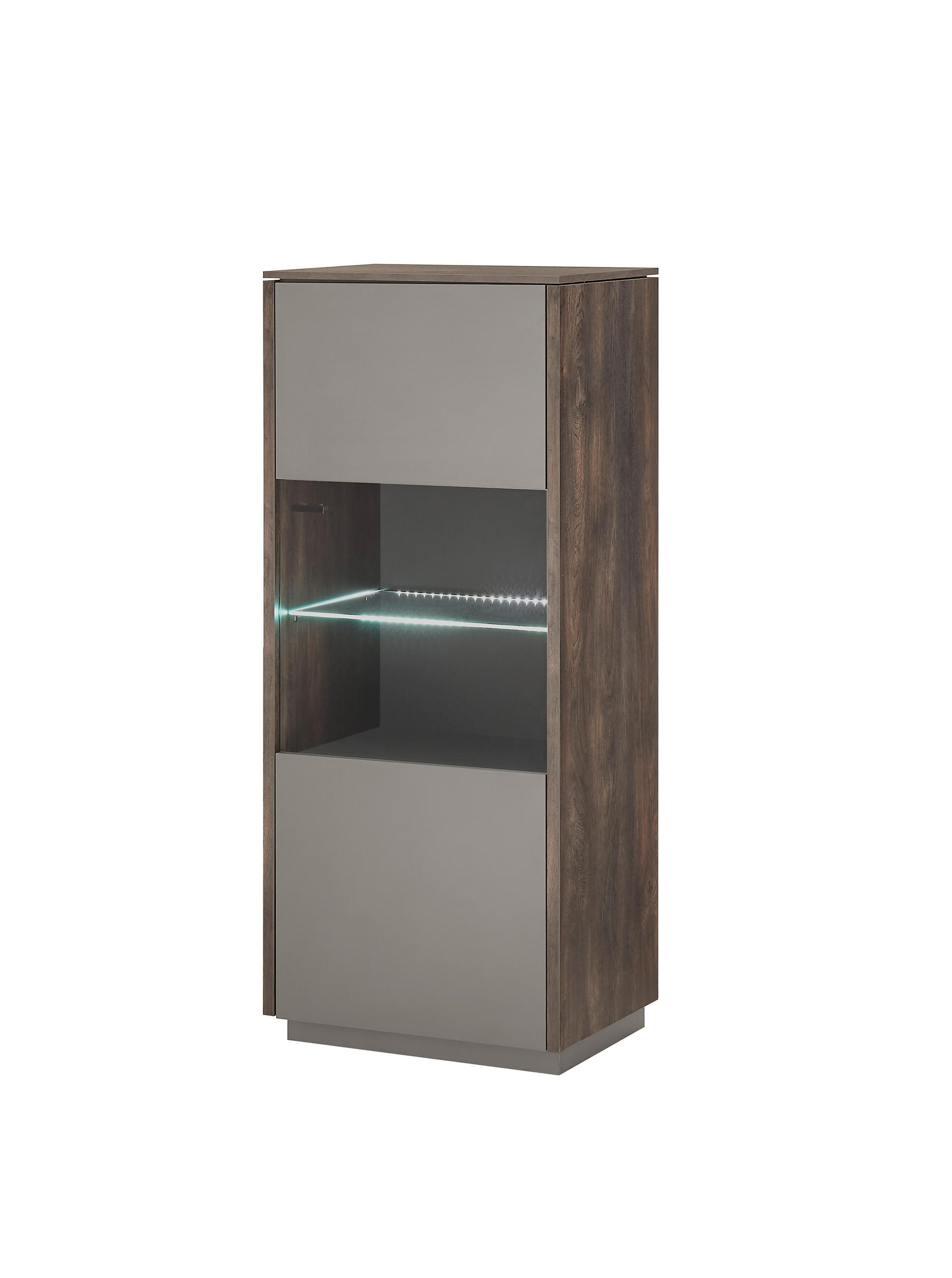 VITRINE in Anthrazit, Eichefarben  - Eichefarben/Anthrazit, Design, Glas/Holzwerkstoff (55/130/40cm) - MID.YOU