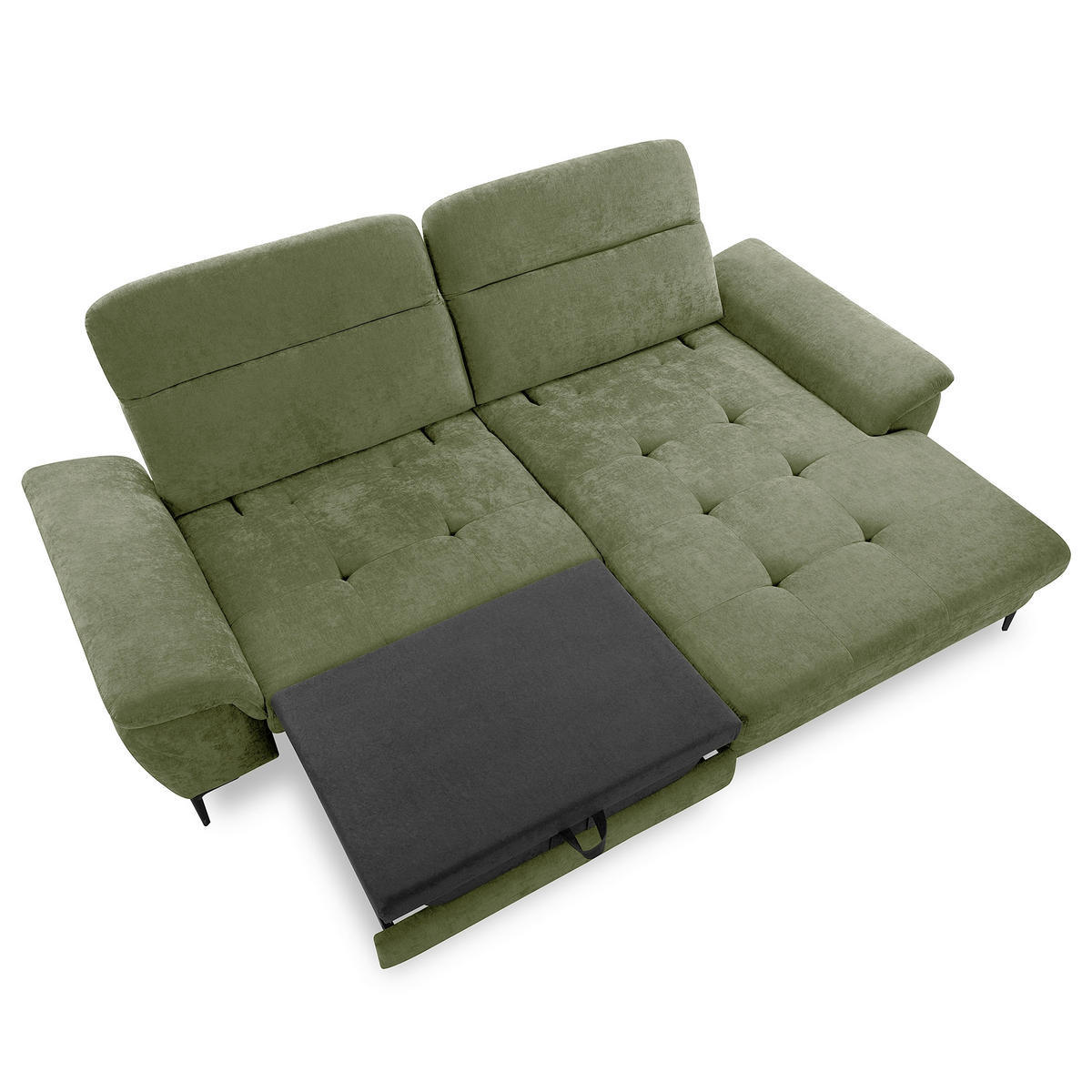 ECKSOFA  Webstoff Grün  - Schwarz/Grün, Design, Textil/Metall (268/195cm) - Livetastic