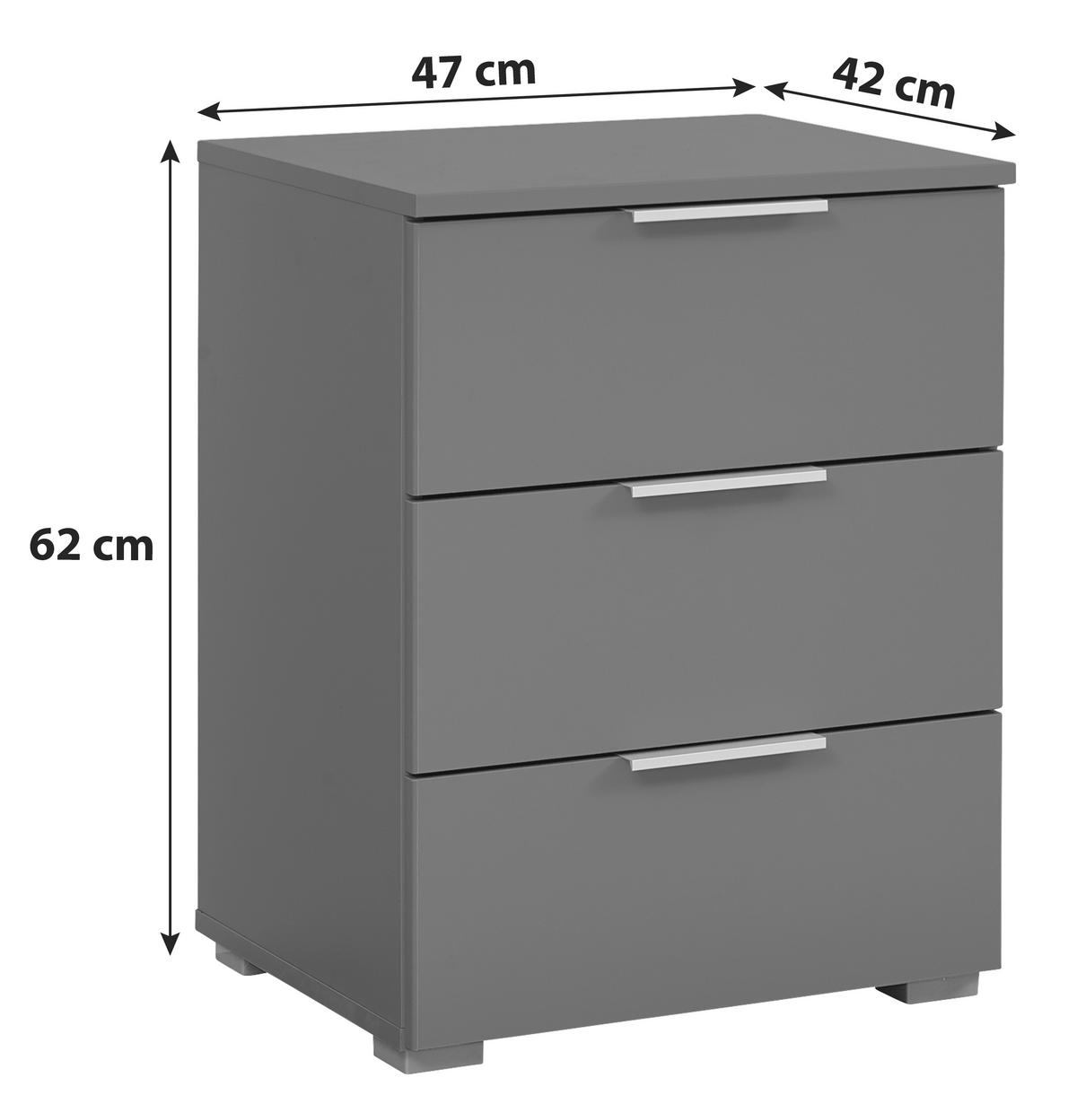 NACHTKÄSTCHEN  in Grau  - Alufarben/Grau, Modern, Holzwerkstoff (47/62/42cm) - Rauch Möbel