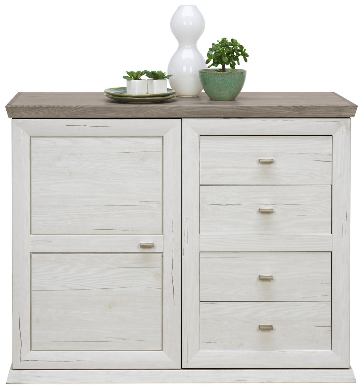 COMODĂ 107,9/89,5/43 cm  - culoare nichel/alb, Lifestyle, metal/material pe bază de lemn (107,9/89,5/43cm) - Hom`in