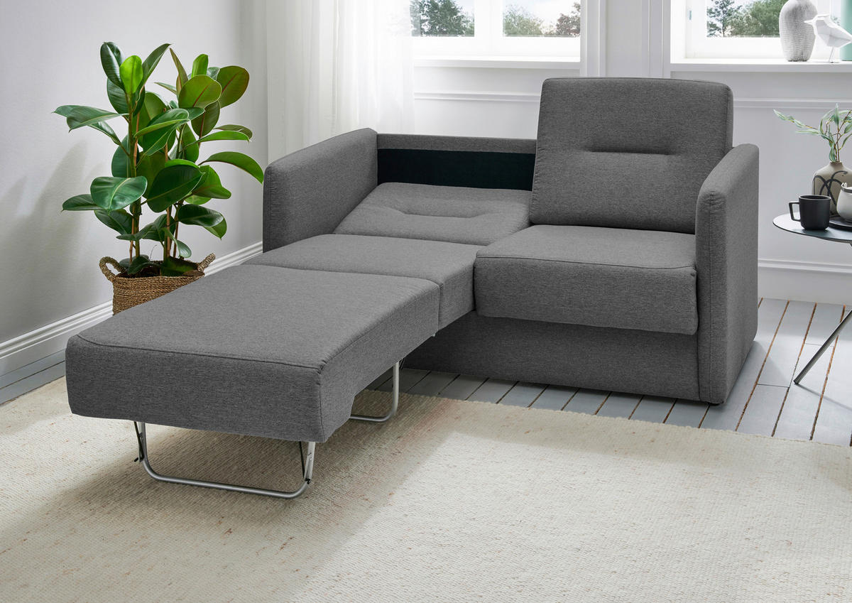 SCHLAFSOFA in Mikrofaser Grau  - Schwarz/Grau, KONVENTIONELL, Kunststoff/Textil (147/89/87cm) - Livetastic