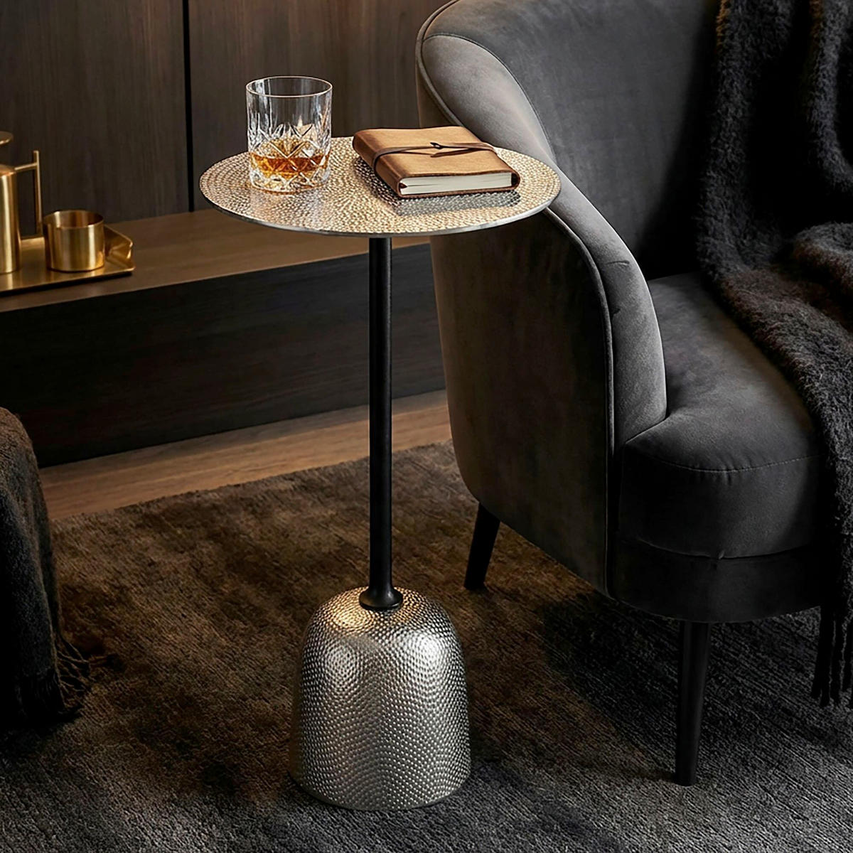 BEISTELLTISCH Silberfarben rund  - Silberfarben, Design, Metall (29/60/29cm) - Livetastic