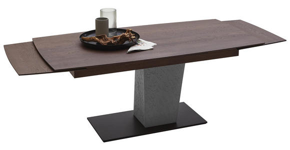 ESSTISCH Kerneiche massiv bootsförmig Anthrazit, Braun, Grau - Anthrazit/Braun, Natur, Holz/Metall (190(290)/88-95/76cm) - Valnatura