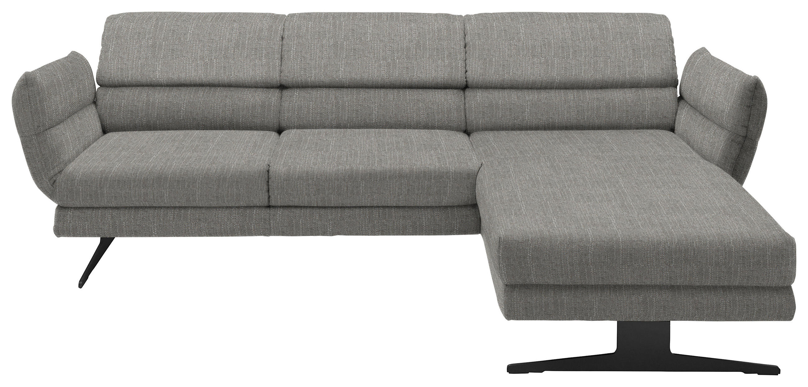 ECKSOFA in Flachgewebe Hellgrau  - Hellgrau/Schwarz, Design, Textil/Metall (279-327/176-217cm) - Dieter Knoll