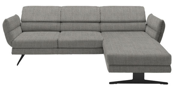 ECKSOFA  in Flachgewebe Hellgrau  279-327/176-217 cm  - Hellgrau/Schwarz, Design, Textil/Metall (279-327/176-217cm) - Dieter Knoll