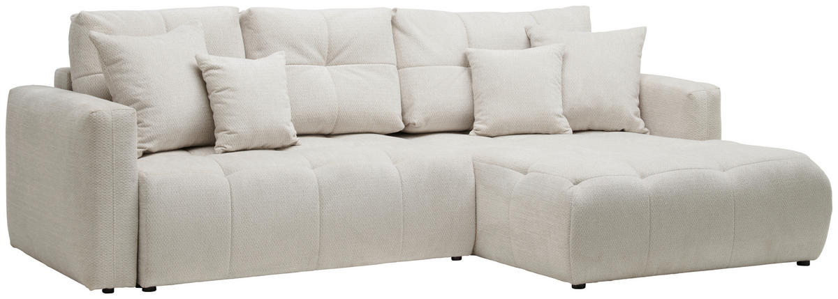ECKSOFA in Chenille Hellgrau  - Hellgrau/Schwarz, Modern, Kunststoff/Textil (276/172cm) - Hom`in