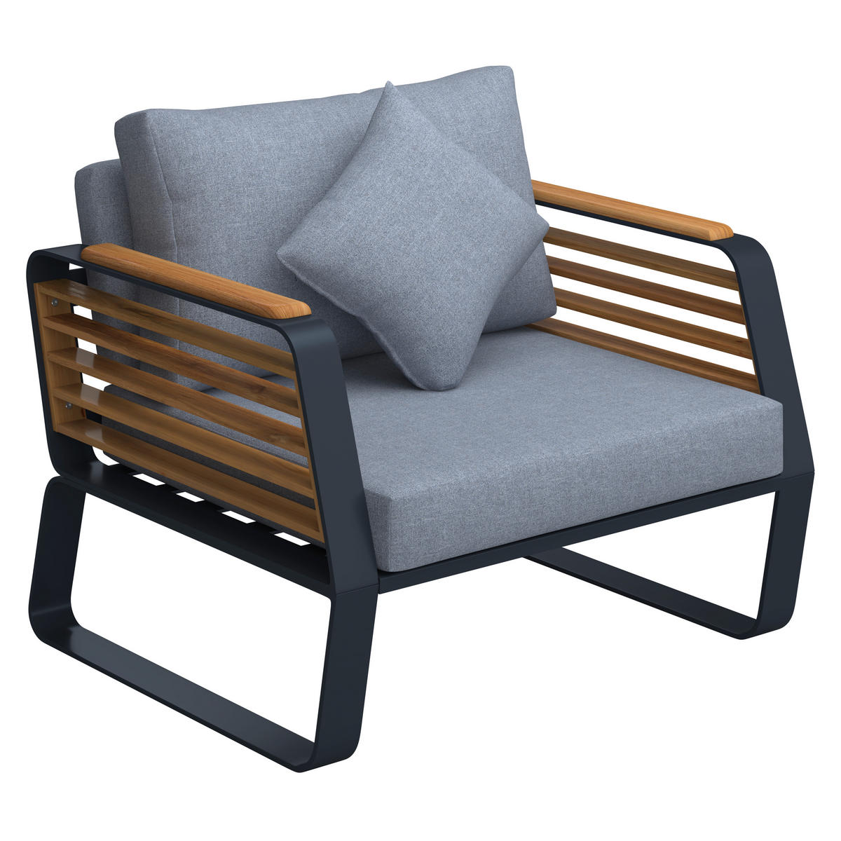 LOUNGEGARNITUR Teakholz Aluminium  - Dunkelgrau, MODERN, Holz/Metall - Ambia Garden