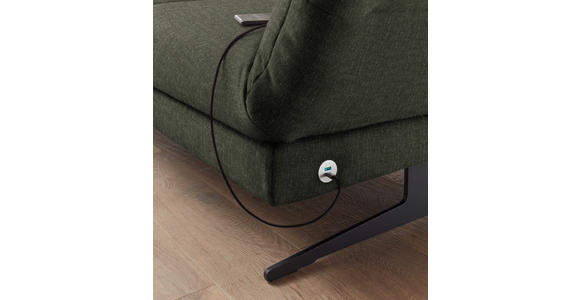 ECKSOFA Dunkelgrün Flachgewebe  - Dunkelgrün/Schwarz, Design, Textil/Metall (176-217/279-327cm) - Dieter Knoll