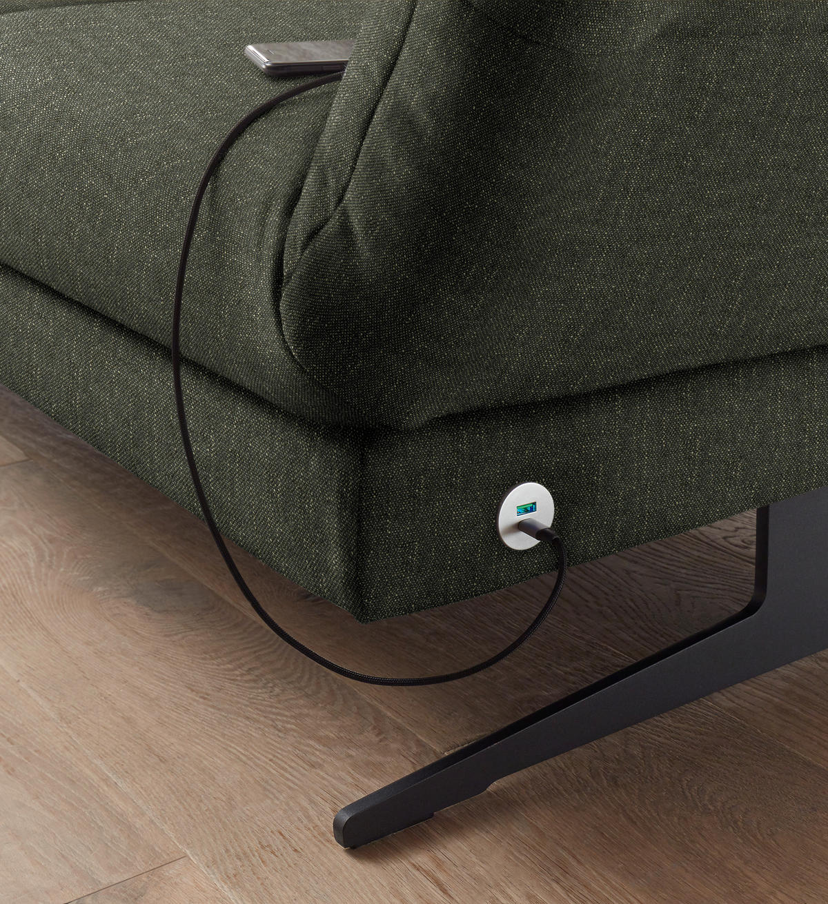 ECKSOFA  in Flachgewebe Dunkelgrün  176-217/279-327 cm  - Dunkelgrün/Schwarz, Design, Textil/Metall (176-217/279-327cm) - Dieter Knoll