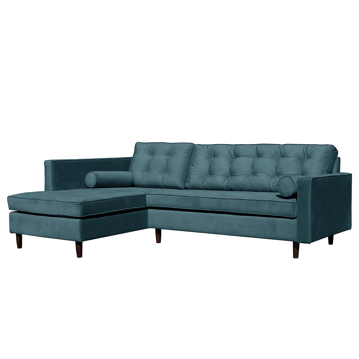 ECKSOFA VANCOUVER Dunkelblau Mikrofaser Zierkissen, Rückenkissen  - Braun/Dunkelblau, Design, Holz/Textil (169/240cm) - P & B