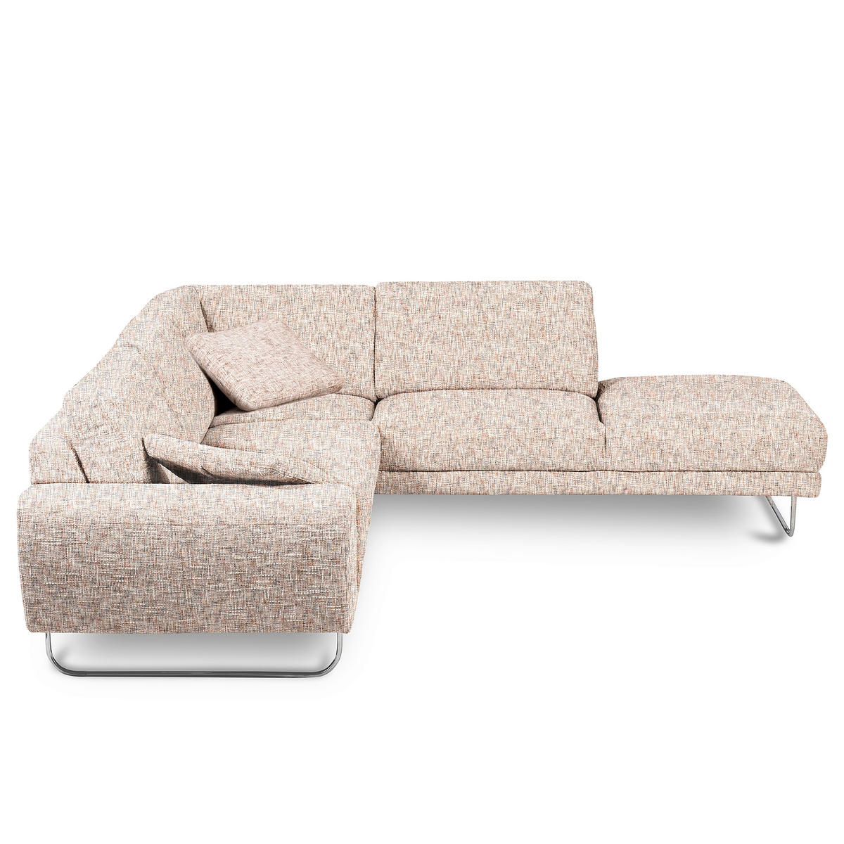 ECKSOFA 273/250 cm SPRING in Webstoff Blau, Gelb, Rot, Weiß Zierkissen  273/250 cm  - Chromfarben/Blau, Design, Textil/Metall (273/250cm) - Livetastic