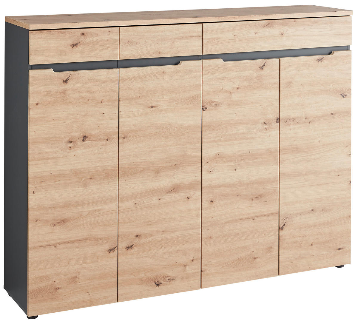 SCHUHSCHRANK 160/124/38 cm  - Schwarz/Graphitfarben, Design, Holzwerkstoff/Kunststoff (160/124/38cm) - Voleo