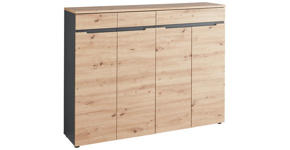 SCHUHSCHRANK 160/124/38 cm - Schwarz/Graphitfarben, Design, Holzwerkstoff/Kunststoff (160/124/38cm) - Voleo