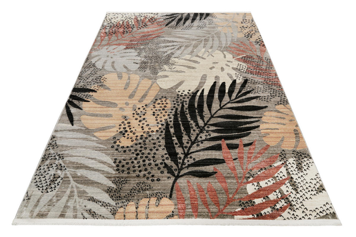 TKANÝ KOBEREC, 160/225 cm, sivá, červená, béžová - sivá/béžová, Konventionell, textil (160/225cm) - Esprit
