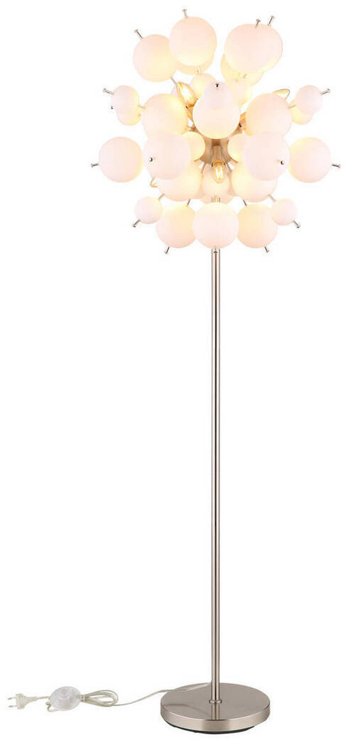STEHLEUCHTE - Nickelfarben, Design, Glas/Metall (55/155cm) - Globo