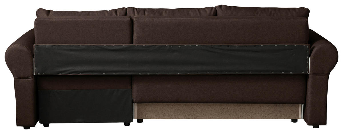 ECKSOFA in Flachgewebe Dunkelbraun  248/143 cm  - Dunkelbraun/Schwarz, Design, Kunststoff/Textil (248/143cm) - P & B
