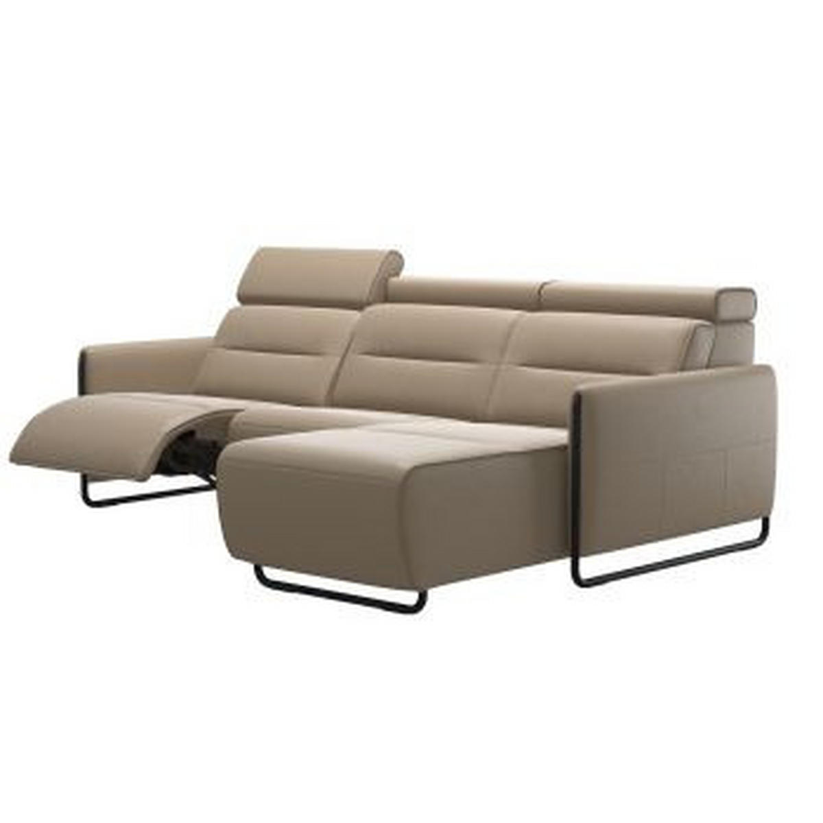 ECKSOFA in Echtleder Grau, Schwarz  184/248 cm  - Schwarz/Grau, Natur, Leder/Metall (184/248cm) - Stressless