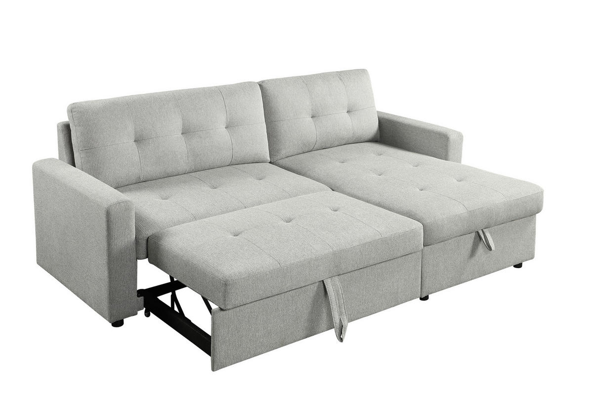 ECKSOFA LYN Hellgrau Leinenoptik  - Hellgrau/Schwarz, Design, Kunststoff/Textil (218/91/85cm) - MID.YOU