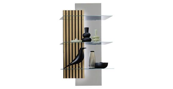 WANDREGAL 60/108/28 cm - Wildeiche/Greige, Design, Glas/Holz (60/108/28cm) - Moderano