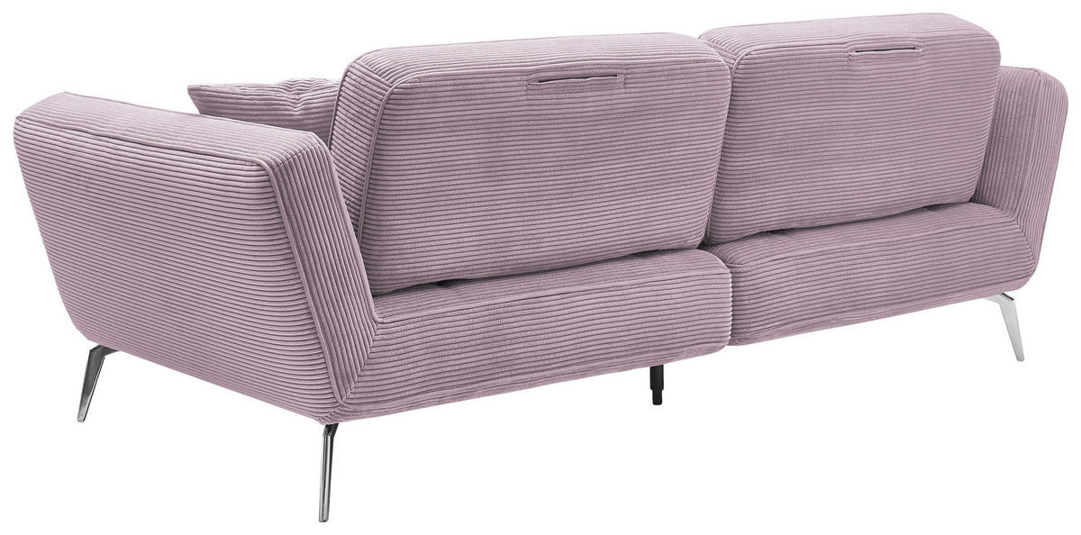 3-SITZER-SOFA Cord Aubergine  - Chromfarben/Aubergine, KONVENTIONELL, Kunststoff/Textil (260/90/125cm) - SetOne by Musterring