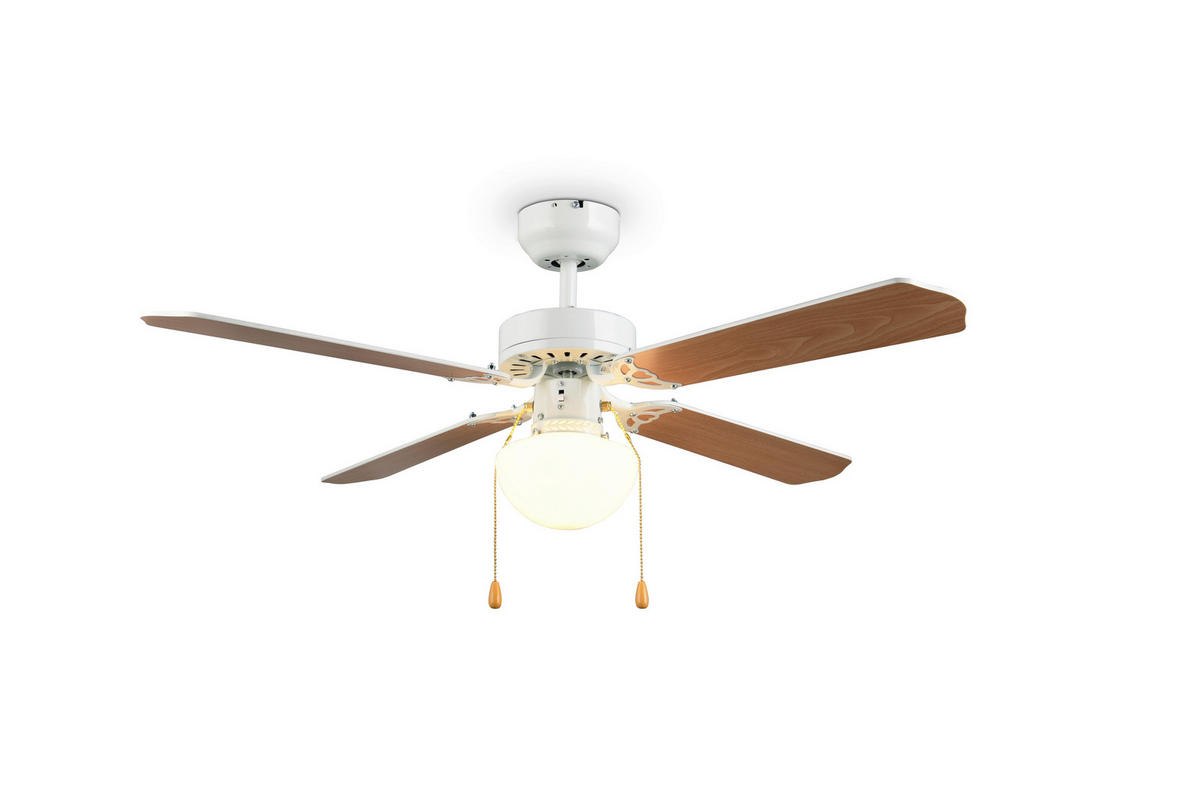 DECKENVENTILATOR - Braun/Weiß, Design, Naturmaterialien/Kunststoff (106.5/4cm)