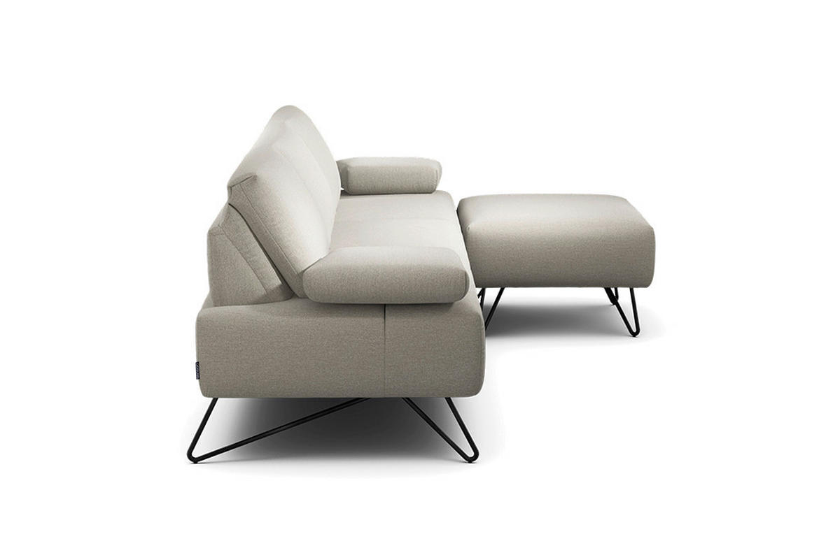 3-SITZER-SOFA Chenille Naturfarben  - Schwarz/Naturfarben, Design, Textil/Metall (234-264/85/86-94cm) - SENSOO