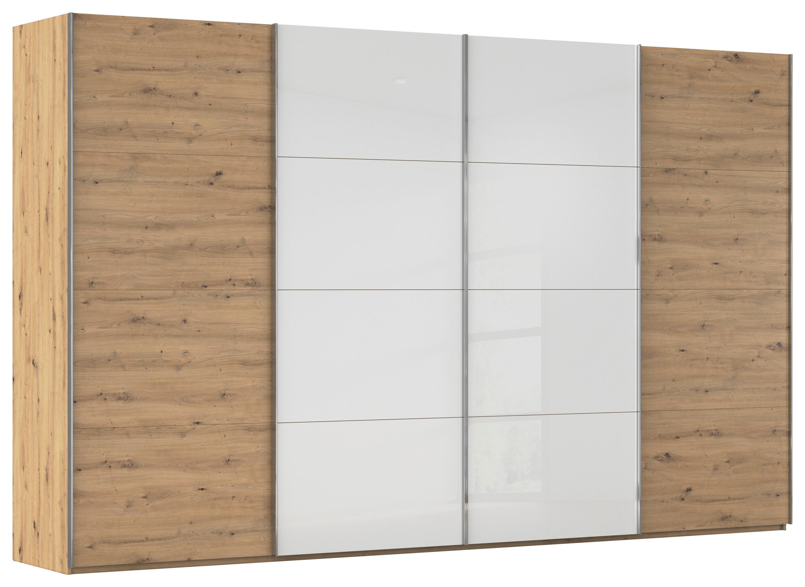 SCHWEBETÜRENSCHRANK 361/235/68 cm 4-türig  - Chromfarben, KONVENTIONELL, Glas/Holzwerkstoff (361/235/68cm) - Novel