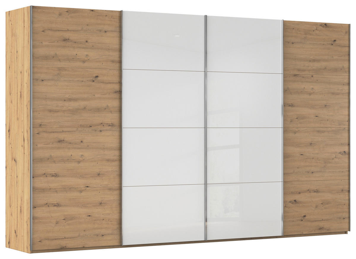 SCHWEBETÜRENSCHRANK 361/235/68 cm 4-türig  - Chromfarben, KONVENTIONELL, Glas/Holzwerkstoff (361/235/68cm) - Novel