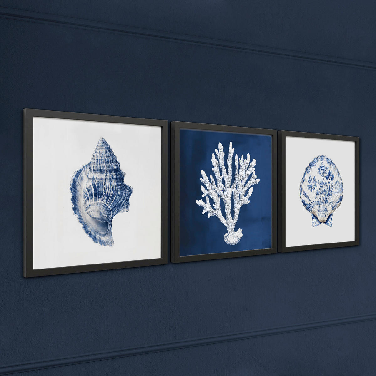 BILDERSET - Blau/Weiß, Basics, Holz/Papier (30/30/2.5cm)