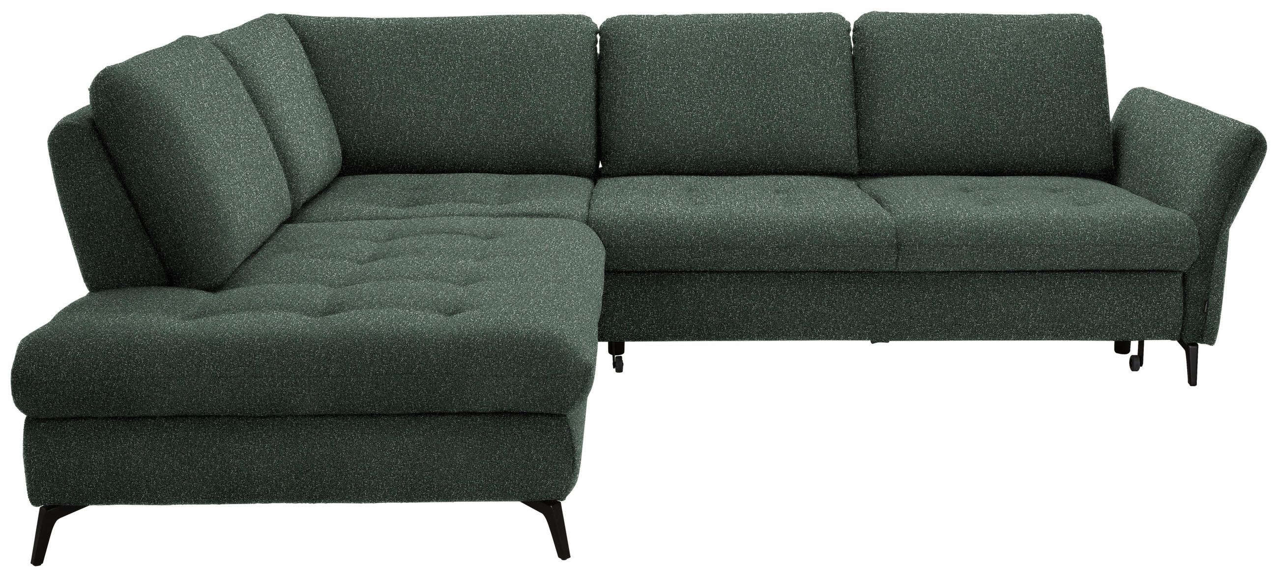ECKSOFA Grün Bouclé  - Schwarz/Grün, Natur, Textil/Metall (233/288cm) - Valnatura