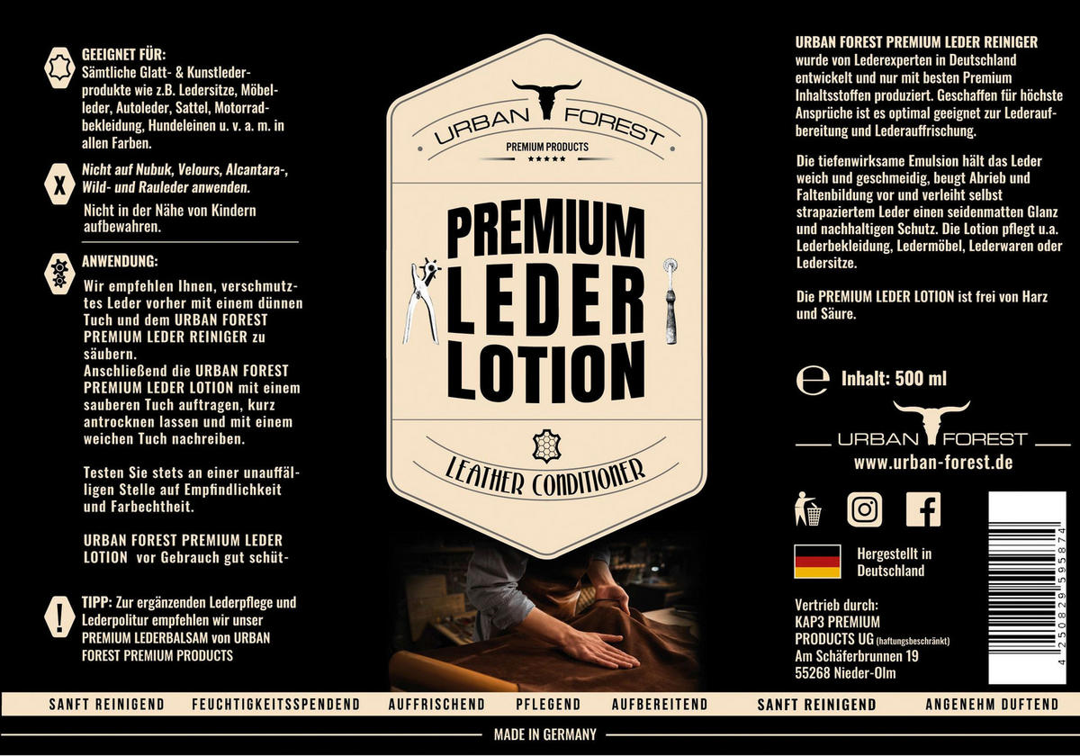 LEDERLOTION - Basics, Kunststoff (500ml) - Urban Forest
