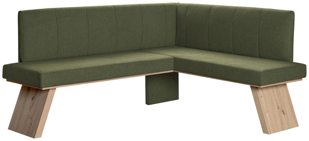 ECKBANK 160/140 cm Webstoff Grün   - Eichefarben/Grün, KONVENTIONELL, Textil (160/140cm)