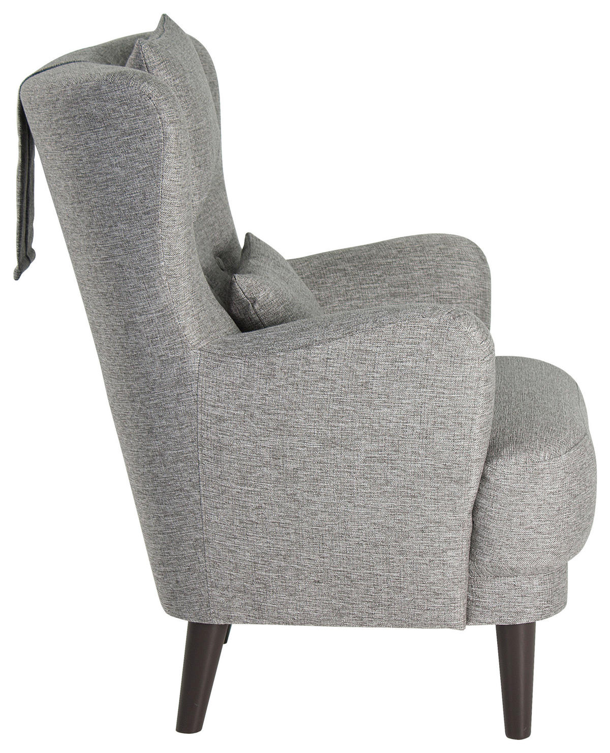 OHRENSESSEL in Flachgewebe Grau  - Schwarz/Grau, Design, Holz/Textil (81/106/90cm) - MID.YOU