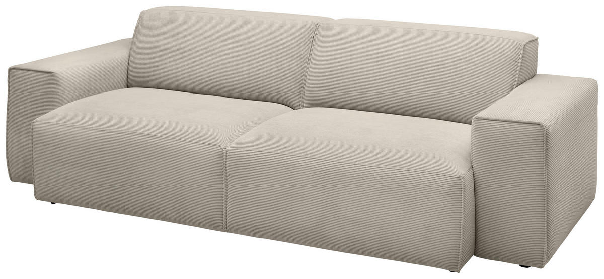 3-SITZER-SOFA in Cord Sandfarben  - Sandfarben/Schwarz, Design, Kunststoff/Textil (236/71/101cm) - Pure Home Lifestyle