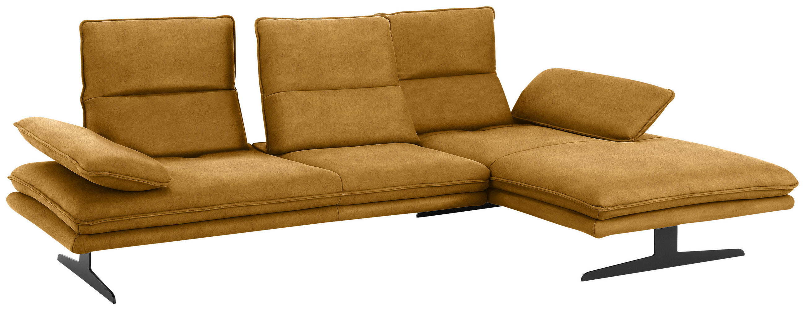 ECKSOFA Gelb Flachgewebe - Gelb/Schwarz, Design, Textil/Metall (291/164cm) - Chilliano