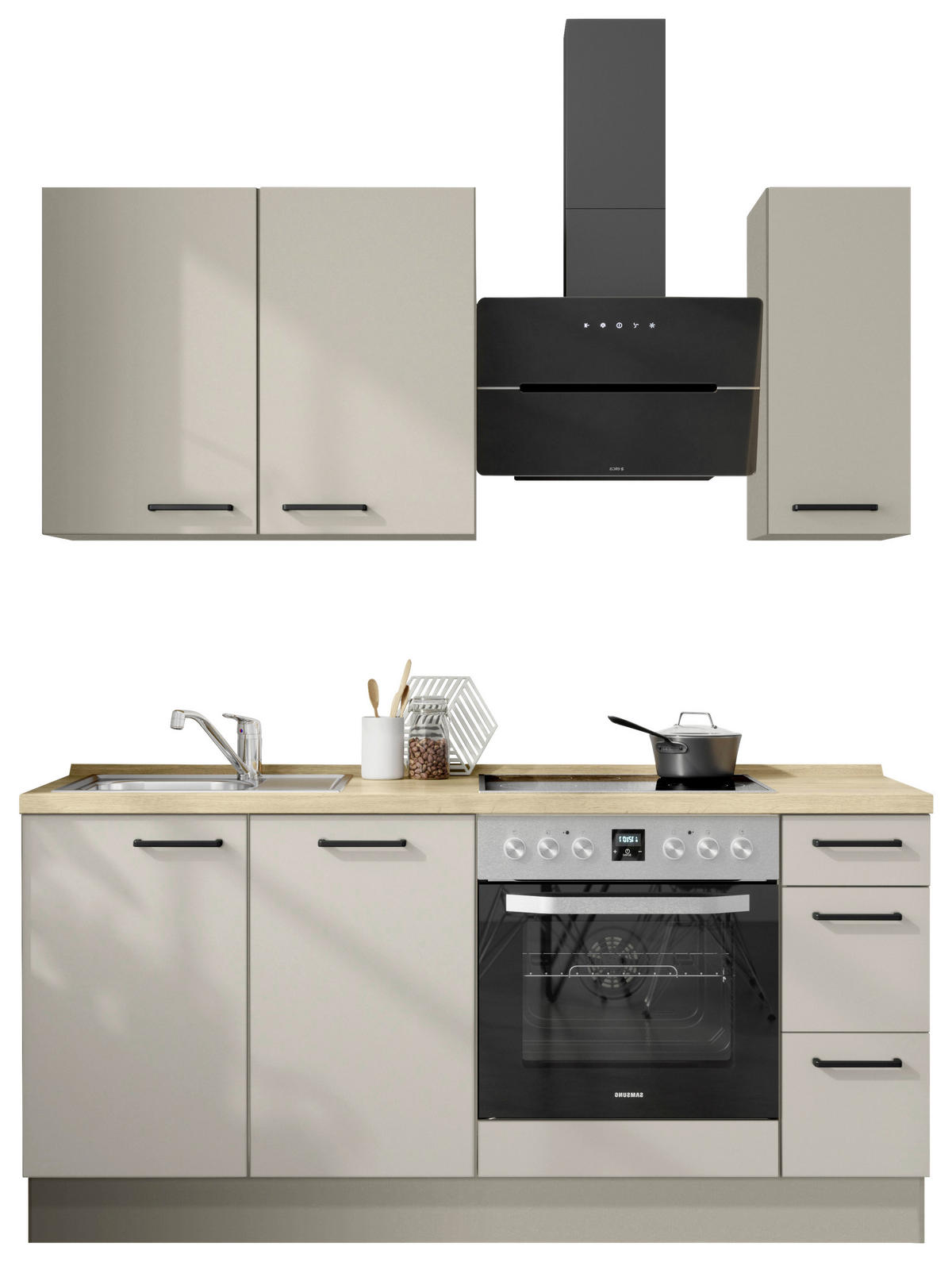 KÜCHENLEERBLOCK 180 cm   in Eichefarben, Sandfarben  - Sandfarben/Eichefarben, MODERN, Holzwerkstoff/Metall (180cm) - Nobilia