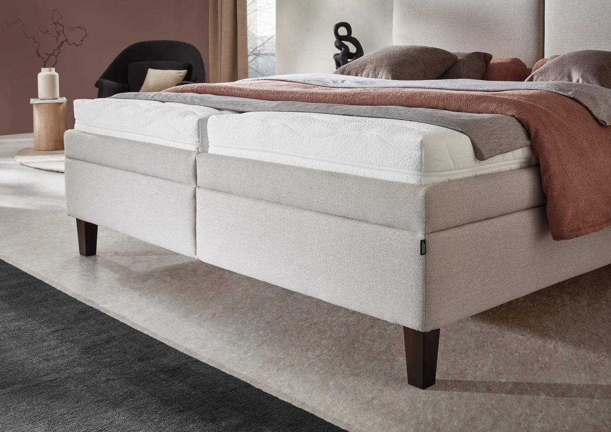POLSTERBETT Matratze, Lattenrost, Bettkasten 180/200 cm  in Beige  - Beige/Weiß, KONVENTIONELL, Holz/Textil (180/200cm) - Dieter Knoll
