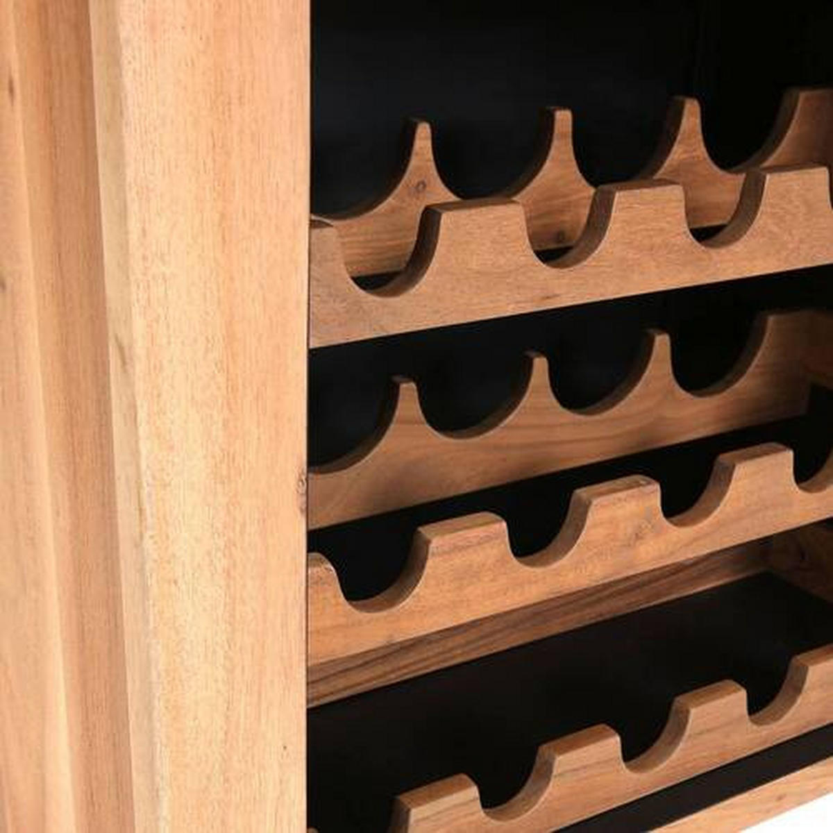 WEINREGAL   - Schwarz/Akaziefarben, LIFESTYLE, Holz/Metall (65/105/35cm) - Landscape