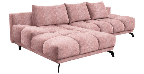 ECKSOFA in Chenille Altrosa  - Schwarz/Altrosa, MODERN, Textil/Metall (182/290cm) - Hom`in