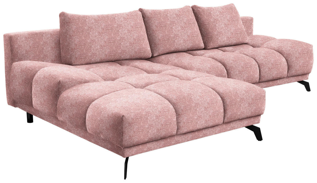 ECKSOFA in Chenille Altrosa  - Schwarz/Altrosa, Modern, Textil/Metall (182/290cm) - Hom`in