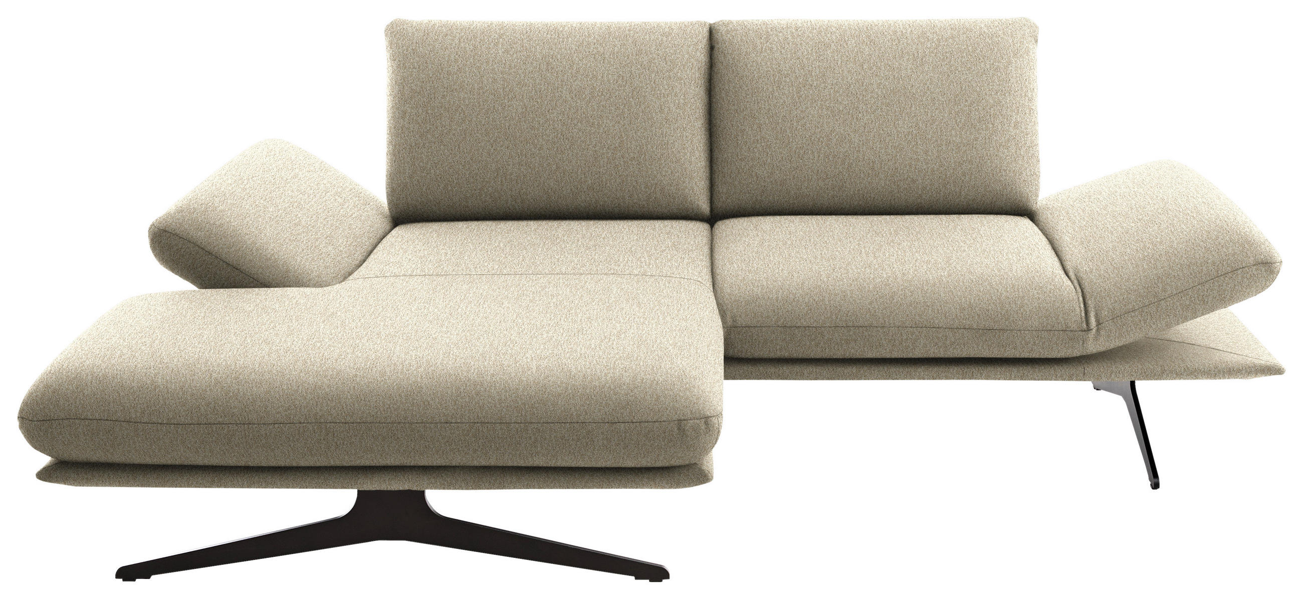 ECKSOFA  in Flachgewebe Beige  155/234 cm  - Beige/Schwarz, Design, Textil/Metall (155/234cm) - Dieter Knoll